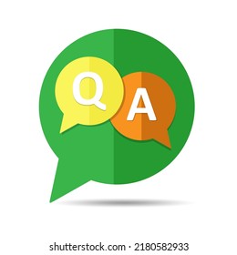 Colorful circular vector web button Q and A with speech bubbles