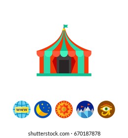 Colorful circus tent icon