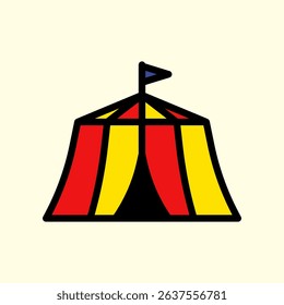 Colorful Circus Tent Illustration with Bold Red and Yellow Stripes