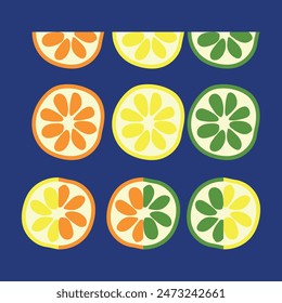 Colorful Citrus Fruit Slices Pattern Illustration. Vector illustration EPS10