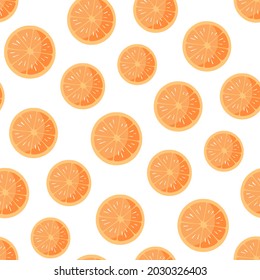 Colorful citrus pattern. Hand drawn half oranges or tangerines illustration isolated on white. 