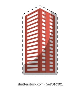 colorful city building line sticker image icon, vector illustration