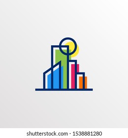Colorful City Building Outline Logo Design Concept