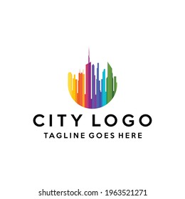 colorful city logo design vector with modern concept for company