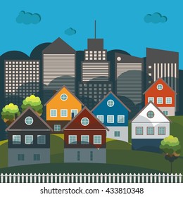 Colorful City, Real Estate Concept, Sunrise