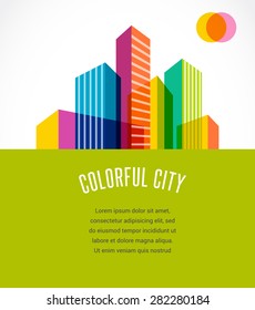 Colorful city,  real estate and skyline background