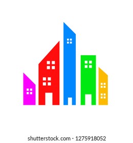 Colorful city silhouette - stock vector