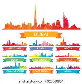 Colorful City Skyline The Arabian Peninsula And Africa