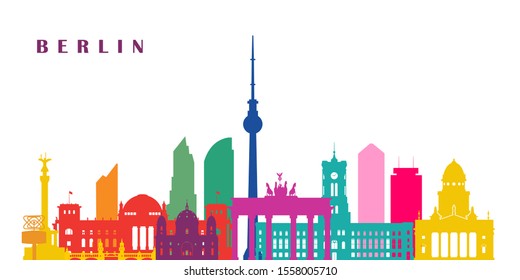 Colorful city skyline Berlin. Vector illustration