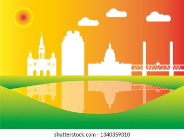 colorful city skyline of Sacramento