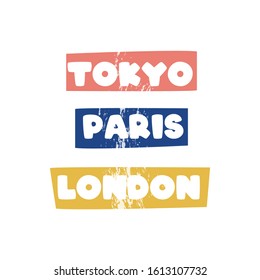 colorful city street text line child tee illustration art vector