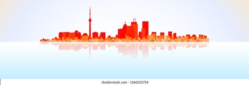 Colorful City Toronto panorama, vector