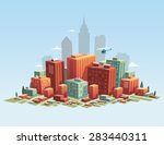 Colorful city. Vector illustration.