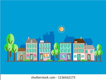Colorful city. Vector illustration.