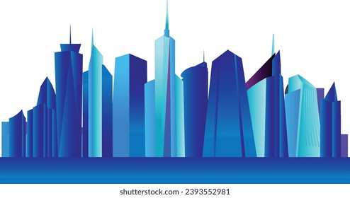 Colorful cityscape, Building perspective, Modern building in the city skyline, Business center