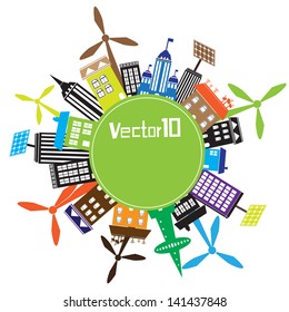 Colorful of cityscape cycle vector