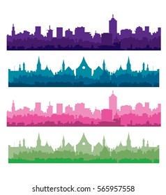 Colorful cityscape silhouette illustrations
vector set
