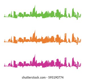 Colorful cityscape silhouettes abstract vector set