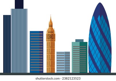 Colorful cityscape skyline panorama of LONDON, UNITED KINGDOM containing various city architectural symbols and buildings