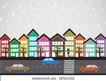 Colorful Cityscape  Town city building design