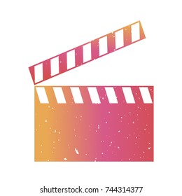 Colorful clapperboard with grunge texture isolated on white background