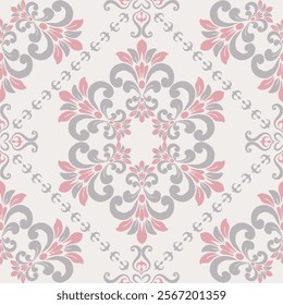 Colorful classic floral damask pattern. Vector classic chintz floral motif seamless pattern. Classic floral damask pattern use for fabric, textile, home decoration elements, upholstery, wrapping, etc.