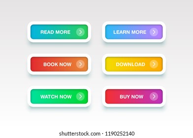 Colorful clean buttons for websites, vector illustration