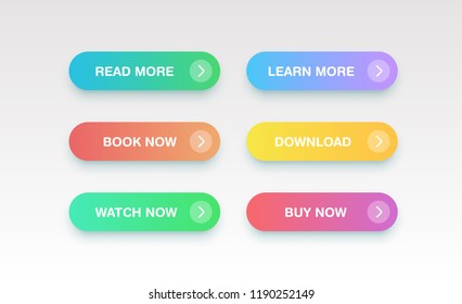 Colorful clean buttons for websites, vector illustration