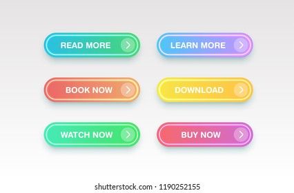 Colorful clean buttons for websites, vector illustration