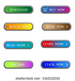 Colorful clean buttons for websites, vector illustration - Vector