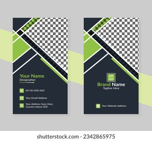 Colorful and Clean Style Black Vertical Business Card Template Design With Image