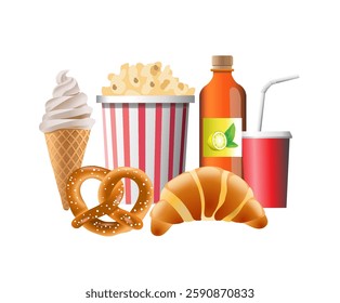 Colorful clip art of fast food isolated on white background. Vector art illustration