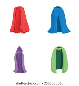 Colorful cloak icons set cartoon vector. Cloak of various color. Clothing item