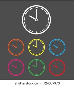 colorful clock icon on black background - clock vector icon