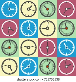 Colorful clock icons. Flat time icon set vector illustration