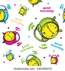 colorful clock pattern with good morning text