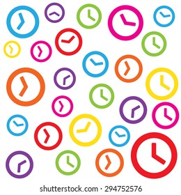 colorful clock white background for time management