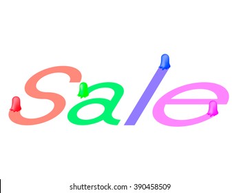 colorful closeout / drops of paint, write the word "sale"; drops of paint move and leave traces