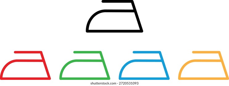 Ferro de roupas coloridas definido em cores diferentes. Ícone de ferro elétrico . Ilustração vetorial