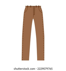 Farbige Kleidung für Männer. Cartoon, Vektorgrafik. Männliche Kleidung als Jeans. Mode, Outfit-Konzept