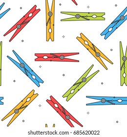 Colorful clothes peg seamless pattern