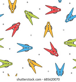Colorful clothes peg seamless pattern