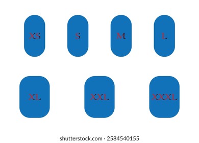 Colorful Clothing Size Chart Icons.