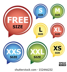 Colorful clothing size tag.-eps10 vector