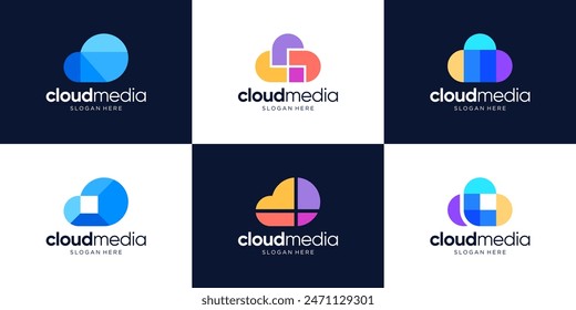 Colección de diseño de logotipo abstracto de nube colorida.