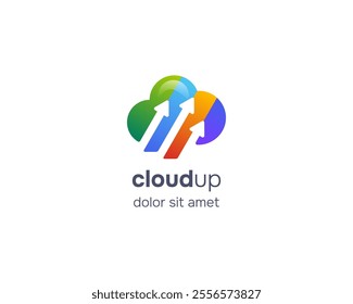 Colorful cloud with arrow up logo