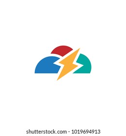 Colorful cloud and bolt nature graphic template vector