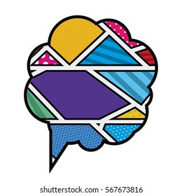 colorful cloud callout with cumulus in pop art