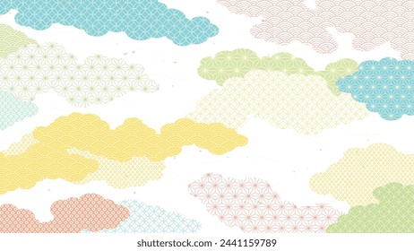 Colorful cloud collection. Japanese taraditional pattern background.