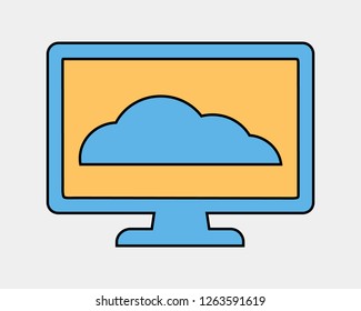 Colorful Cloud computing concept icon on gray background.